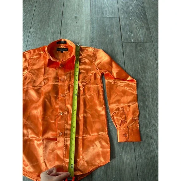 Trouvé Orange Satin Button-Down Shirt - Picture 5 of 5